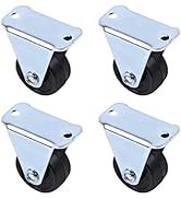 AUEAR, 4 Pack 1 Inch Rubber Caster Wheels Heavy Duty Fixed Casters with Rigid Non-Swivel Base Tro...
