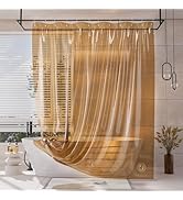 AmazerBath Shower Curtain Liner, 100% EVA Clear Orange Heavy Duty Shower Curtain and Liner 2-in-1...