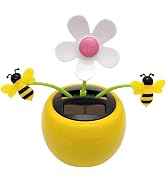 Solar Dancing Flower, Car Dashboard Ornament, Sunflower with Honey Bee Swinging Decoration, Solar...