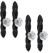 HEVSTIL Black Vintage Cabinet Knob Dresser Drawer Pulls, Distressed Closet Handles with Clear Cry...