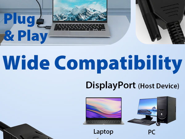 delivering sharp, vibrant visuals for work, streaming, or presentation vga to displayport adapter