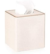 Sumnacon Square Linen Tissue Box Cover - Stylish Cube Tissue Box Holder with Magnetic Bottom, Dec...