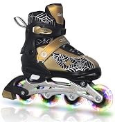 Nattork Kids Adjustable Inline Skates with PU Flash Wheels, Fun Roller Skates for Ages 4-12, Indo...