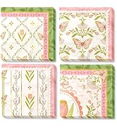 NICROHOME EUR Vintage Floral Paper Napkins 10x10 Inch (Unfolded) - 24 Count Disposable Napkins, P...