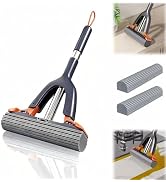 Portable Self-Squeeze Cleaning Mop,Lazy Tabletop mop and Stainless Steel Handle.Wet and Dry Use C...