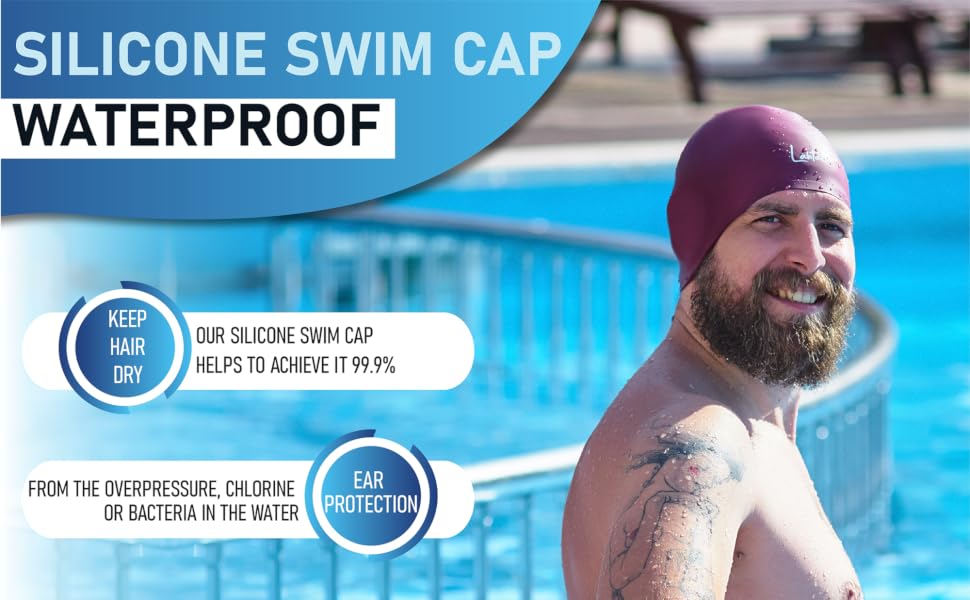 silicone swim cap waterproof dry hair ear protection bathing cap