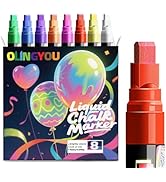 Window Chalk Markers for Cars Glass Washable, 8 Colors Jumbo Liquid Chalk Marker Pens with 7mm 2 ...