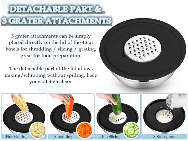 Detachable part & 3 grater attachments