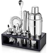 KITESSENSU 12-Piece Cocktail Shaker Set with Stand | Mixology Bartender Kit Bar Set with Essentia...