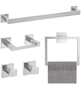 TURS Brushed Nickel 5-Piece Bathroom Hardware Set Towel Bar Set SUS304 Stainless Steel Towel Rack...