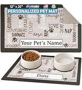 Drymate Personalized Pet Bowl Placemat, Custom Dog & Cat Food Feeding Mat - Absorbent Fabric, Wat...