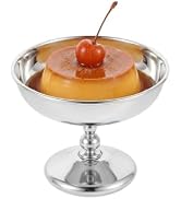 Angoily Silver Cup, Stainless Steel Dessert Bowls with Elevated Base, Footed Chocolate Pudding Fo...