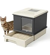 MUTTROS XL Enclosed Cat Litter Box for Large Cats | Top Exit Anti-Tracking, Leak-Proof High-Side ...