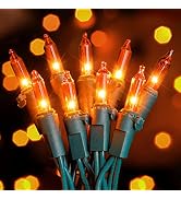 Hopolon Mini Orange Halloween Lights, 2PACk 50 Incandescent Christmas String Lights, 13FT 120V UL...
