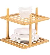 WooFawn 2-Tier Cabinet Organizer Shelf - Bamboo Corner Rack for Kitchen Counter, Cabinet Space Sa...