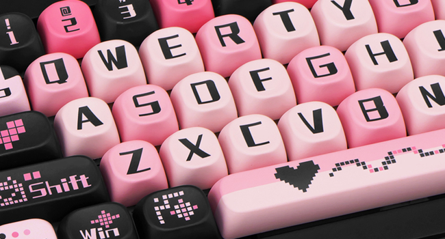 PBT Keycaps Dye-Sublimation Black and Pink MOA Profile Custom Cute Keycaps