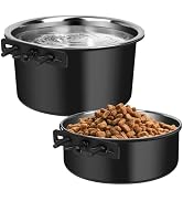 Dog Crate Bowls Hanging No Spill, ShineMe 60oz & 40oz Stainless Steel Dog Kennel Food and Water B...