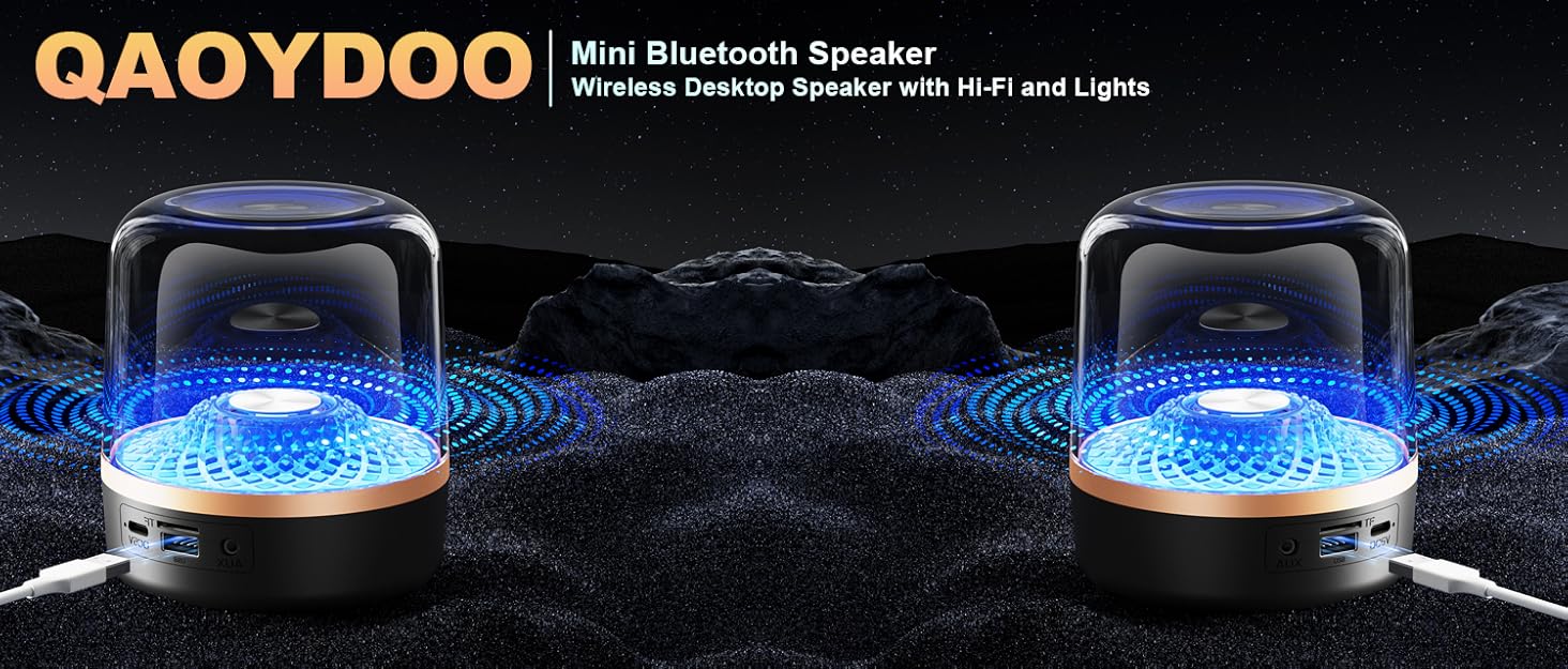 Bluetooth Speaker with HD Sound and Lights, Portable Wireless, Long-lasting battery life