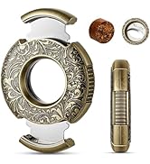 Scotte Cigar Cutter Guillotine Bronze Engraved Cigar Straight Cutter Round Shape Double Stainless...