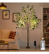 Bexdir Lighted Eucalyptus Tree, 6FT 240 LED Fairy Lights Artificial Plant Tree, Artificial Greene...
