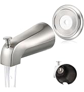 Enhon Universal Brushed Nickel Bathroom Spout with Metal Cover, 5 1/4 Inch Reach, Front Mount Tub...