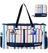 COVVY Beach Bag, Extra Large Women Tote Bag with Zipper Closure, Waterproof Phone Case, Bottle Op...