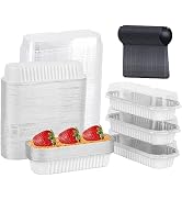 LNYZQUS Mini Loaf Pans With Lids 100 Pack, 6.8oz Mini Cake Pans Rectangle Aluminum Foil Baking Ti...