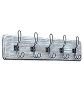 Coat Rack Wall Mount 5 Black Antique Hook Whitewash Finish Cap Cowboy Hat Towel Backpack Hanger Keys