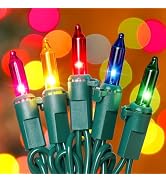 HEYFUNi Multicolor Christmas Lights, 50 Count 13FT Green Wire Plug in | Classic Multicolor Incand...
