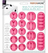 PERFORMORE 16 Pack of Cable Clips Cord Organizer, Pink Self-Adhesive Cord Holders for Cable Manag...