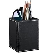 KINGFOM PU Leather Square Pens Pencils Holder Cup Desktop Stationery Organizer Case Office Access...