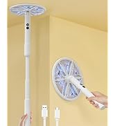 Rotating Head Electric Fly Swatter with 16–40" Telescopic Handle, 4000V | 2-in-1 UV USB Rechargea...