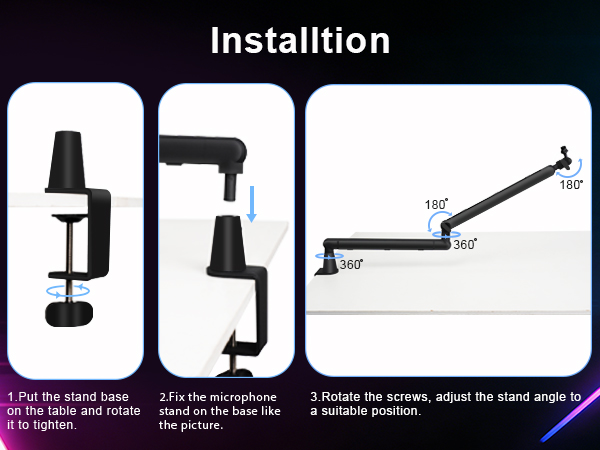 low profile boom arm mic boom