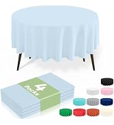 misaya 4 Packs Disposable Plastic Table Cloth, 84" Round Waterproof Tablecloth, Leakproof & Sturd...