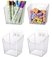 Clear Adhesive Wall Storage Bins, Small 4 Pack Cabinet Door Organizer Holders, Hanging Wall Mount...