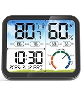 VOCOO Digital Indoor Room Thermometer - 5.8'' Extra Large Display Temperature Humidity Sensor wit...
