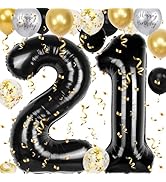 21st Birthday Decorations for Him, 40 inch 21 Balloon Numbers, 18 pcs 12 inch 21st Birthday Decor...