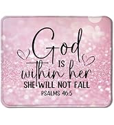 Foritho Pink Christian Mouse Pad, God is Within Her She Will Not Fall Bible Verse Mouse Pad for W...