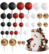 ASTARON 32 Pcs Ball Cake Topper Decorations Mini Balloons Cake Topper Sticks Foam Balls Cake Pick...