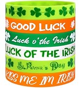 Moon Boat 74PCS St. Patrick's Day Shamrock Rubber Wristbands Bracelets - Party Favors Supplies Gi...