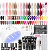 COSCELIA 67PC Gel Nail Polish Kit with U V Light, 25pcs Gel Nail Polish 15 Colors Poly Extension ...