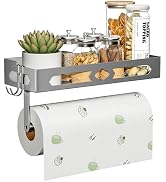 Stylish Kitchen Paper Towel Holder with Shelf - Adhesive Hand Towel Holder for Bathroom Wall Moun...