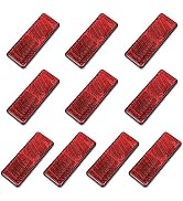 FajerminArt 10 Pack Red Self Adhesive All Plastic 3.46‘’ Rectangle Reflectors for Mailbox, Motobi...