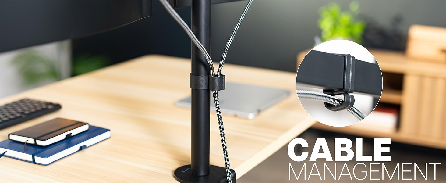 dual ultrawide monitor mount telescoping arms flush wall desk stand vesa 75 100 clamp grommet