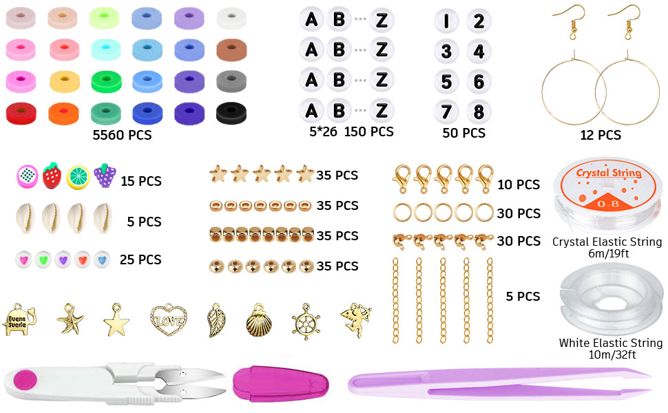 A plastic box contains all you need for bracelets jewelry making flat beads letter beads pendants