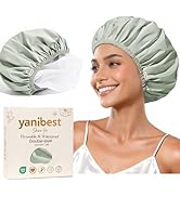 Yanibest Shower Cap Reusable Waterproof - Double Layer Shower Caps for Women, Washable Shower Bon...
