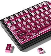 dagaladoo Fuchsia Clear keycaps for Mechanical Keyboard,Transparent MDA keycaps 60 75 100 Percent...