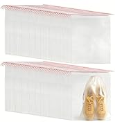 PLULON 100 Pcs Shoe Bags Waterproof Clear Drawstring Bags for Travel | 15.7" x 11.8" Transparent ...