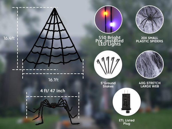 Spider Webs Halloween Decorations Lights