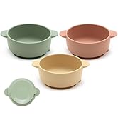 Eascrozn 3 Pack Baby Bowls, Suction Bowls for Baby and Toddlers, BPA Free Food Grade Silicone Bow...